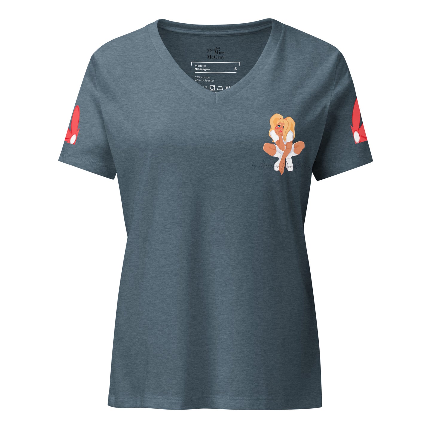Poppy - Lockeres Damen T-Shirt mit V-Ausschnitt - Marvelous Miss McCray