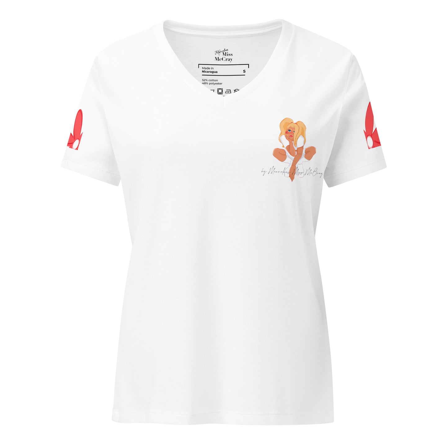 Poppy - Lockeres Damen T-Shirt mit V-Ausschnitt - Marvelous Miss McCray