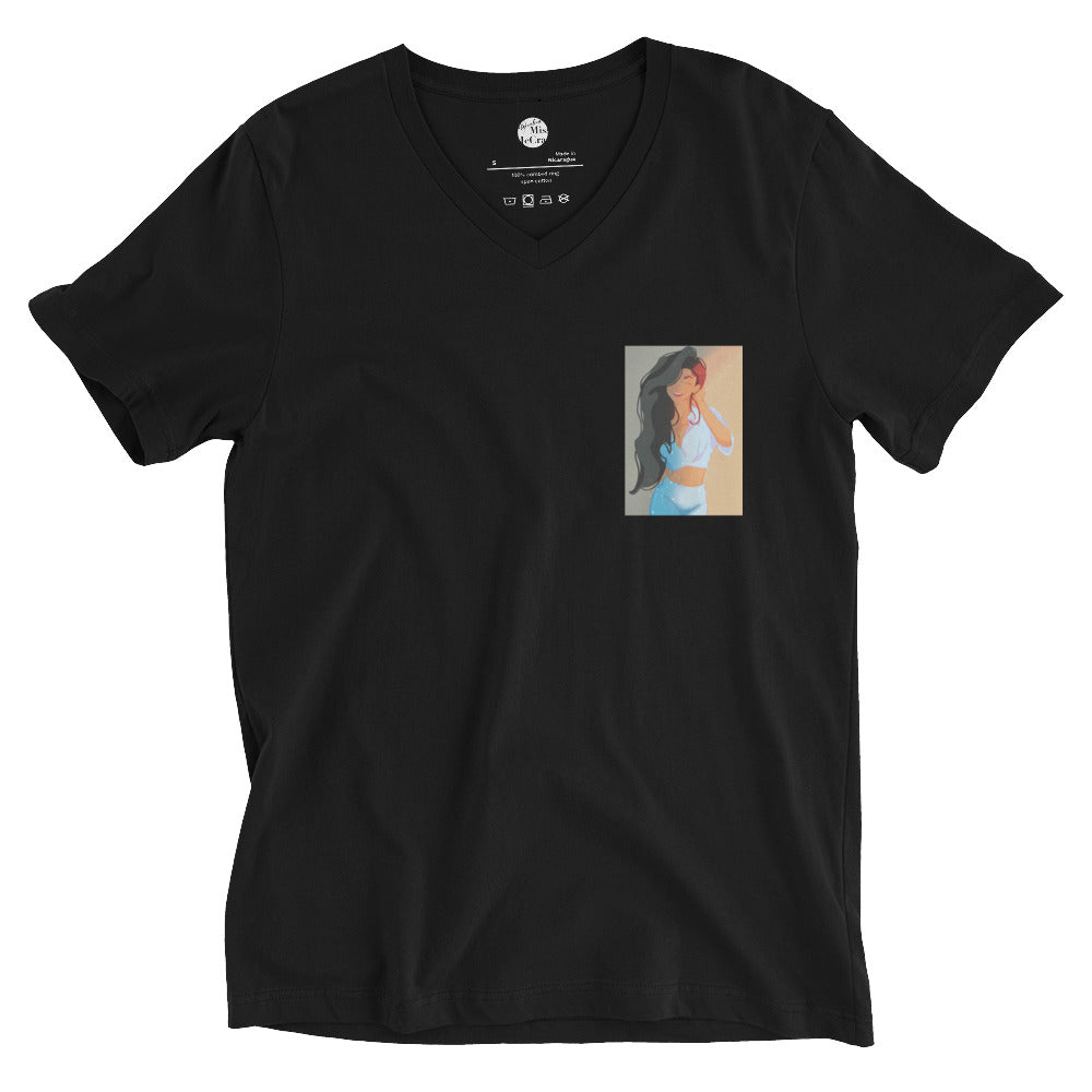 Sun-kissed - Kurzärmeliges Unisex-T-Shirt mit V-Ausschnitt - Marvelous Miss McCray