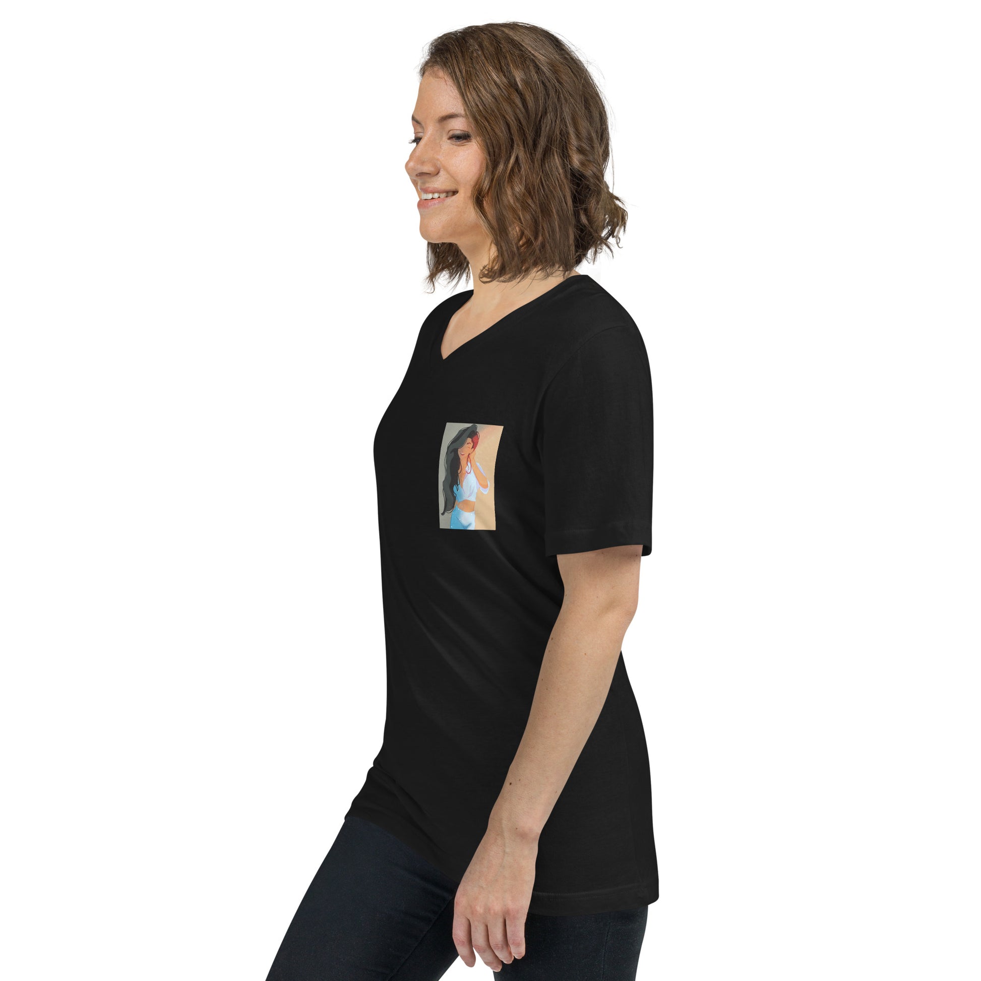 Sun-kissed - Kurzärmeliges Unisex-T-Shirt mit V-Ausschnitt - Marvelous Miss McCray
