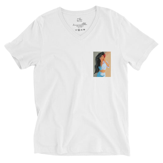 Sun-kissed - Kurzärmeliges Unisex-T-Shirt mit V-Ausschnitt - Marvelous Miss McCray