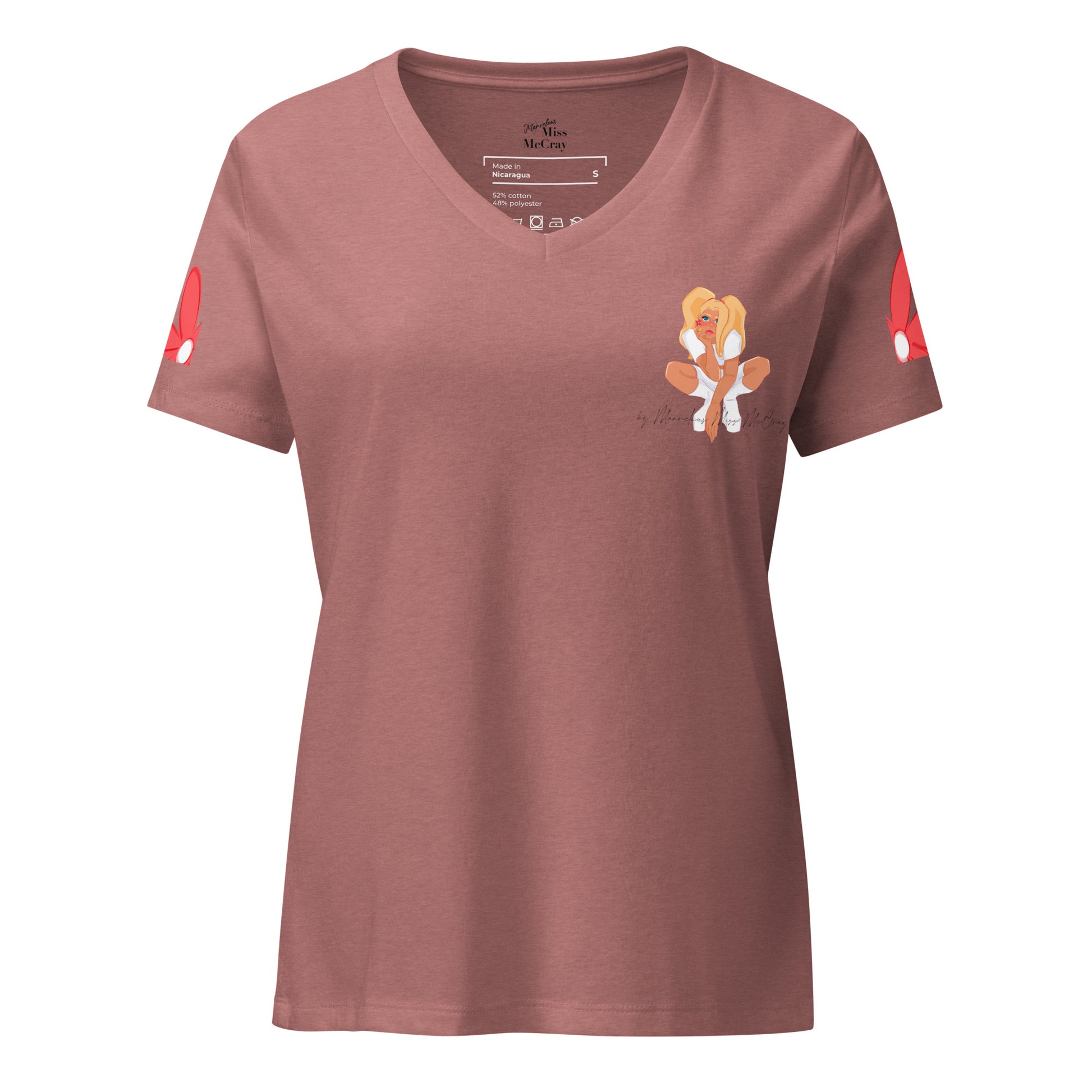 Poppy - Lockeres Damen T-Shirt mit V-Ausschnitt - Marvelous Miss McCray